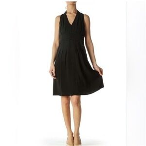Elie Tahari Black Wrap V-Neck Swing Cocktail Party Wedding Guest Dress